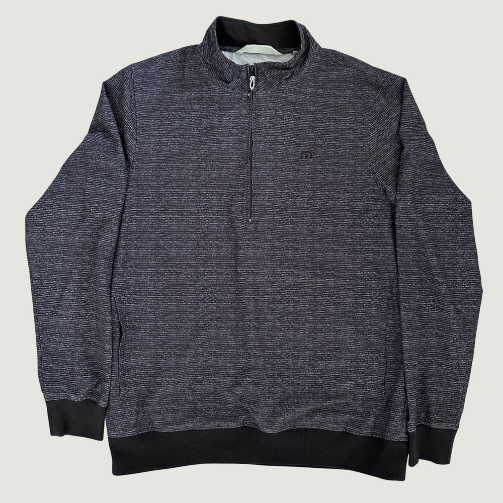 TravisMathew Golf Men L Textured Heather Gray Quarter Zip Athleisure CountryClub